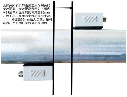 非接觸式超聲波流量計(jì)安裝距離示意圖